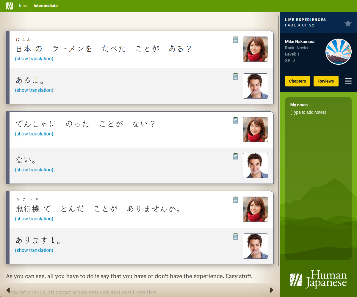 Example sentences and dialogs